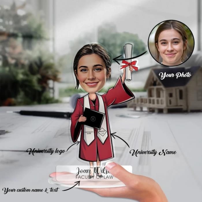 Custom Graduation Figurine Trinket Personalized Caricature Portrait on Acrylic Base cover image 4