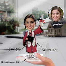 Custom Graduation Figurine Trinket Personalized Caricature Portrait on Acrylic Base thumbnail 5