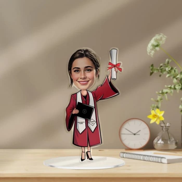 Custom Graduation Figurine Trinket Personalized Caricature Portrait on Acrylic Base cover image 7