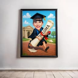 Funny Graduation Caricature for Her Personalized Digital Cartoon Portrait thumbnail 2