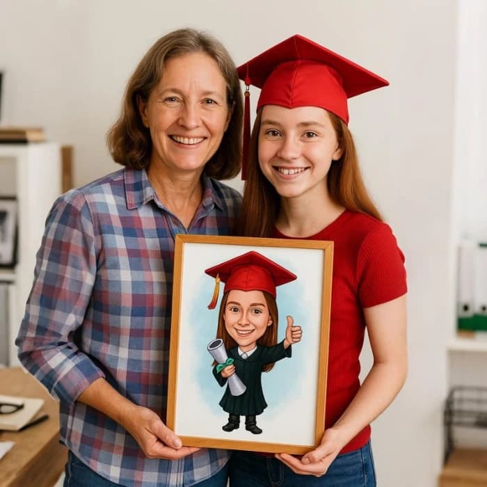 Custom Graduation Cartoon Portrait Personalized Digital Graduation Cartoon from Photo cover image 1