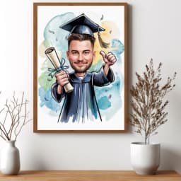 Custom Graduation Cartoon Portrait – Personalized Cap & Gown Digital Art thumbnail 3