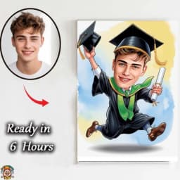 Personalized Male Graduation Caricature Custom Cartoon Portrait with Cap & Diploma thumbnail 3