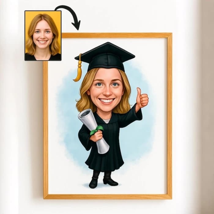 Custom Graduation Cartoon Portrait Personalized Digital Graduation Cartoon from Photo