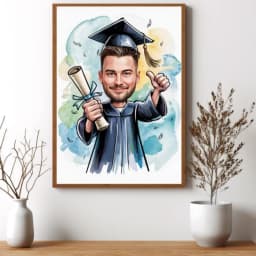 Custom Graduation Cartoon Portrait – Personalized Cap & Gown Digital Art thumbnail 4