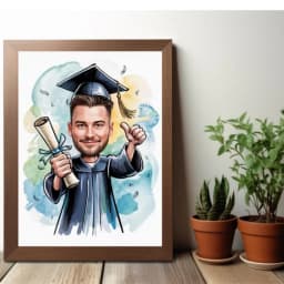 Custom Graduation Cartoon Portrait – Personalized Cap & Gown Digital Art thumbnail 5