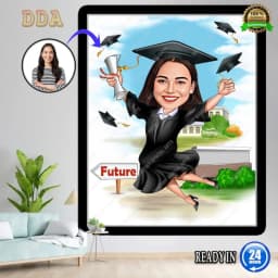 Custom Graduation Cartoon Portrait – Personalized Caricature from Photo thumbnail 1