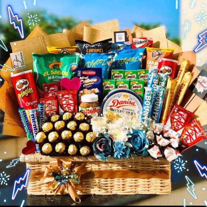 Chocolate & Snacks Basket Deluxe Gourmet Snack Hamper
