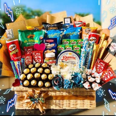 Chocolate & Snacks Basket Deluxe Gourmet Snack Hamper