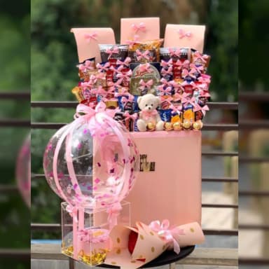 The Viral Gift Box for Her Deluxe Chocolate, Floral & Balloon Celebration Box
