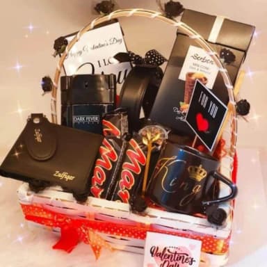 Black Gift Basket for Him Sleek Chocolate