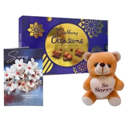 Sorry Gift Hamper – Greeting Card, “I Love You” Teddy Bear & Chocolate Box thumbnail 1