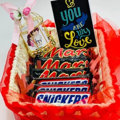 Red Small Chocolate Basket Elegant Gift with Premium Chocolates