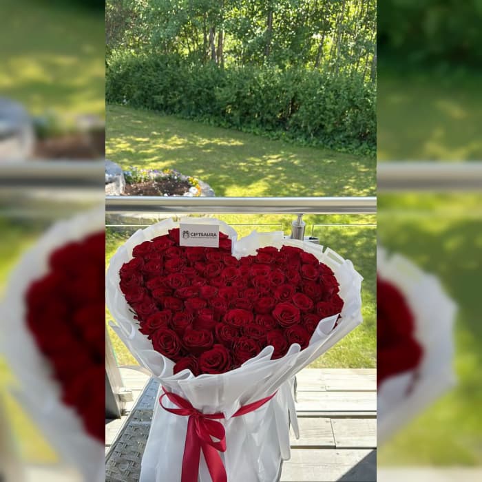 Luxury Red Rose Heart Bouquet | Fresh Roses