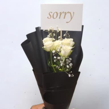 Sorry Flower Bouquet Apology Single White Rose