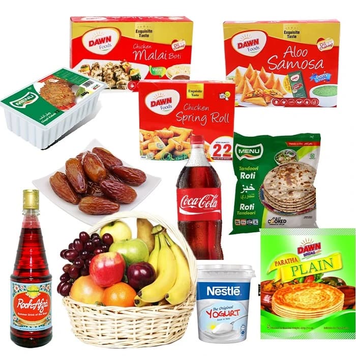 Special Frozen Dinner Gift Basket with Fruits, Frozen Snacks & Drinks