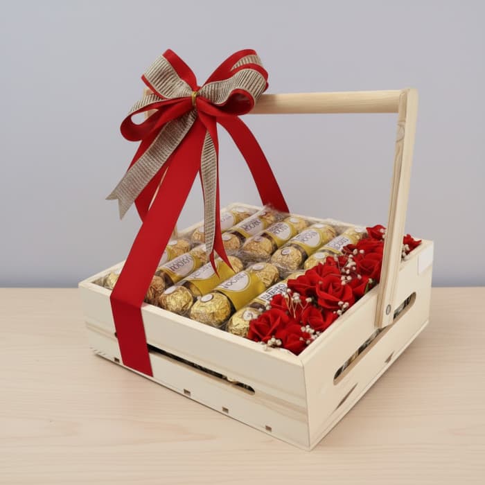 Wooden Chocolate Basket Gourmet Gift Hamper in Pakistan