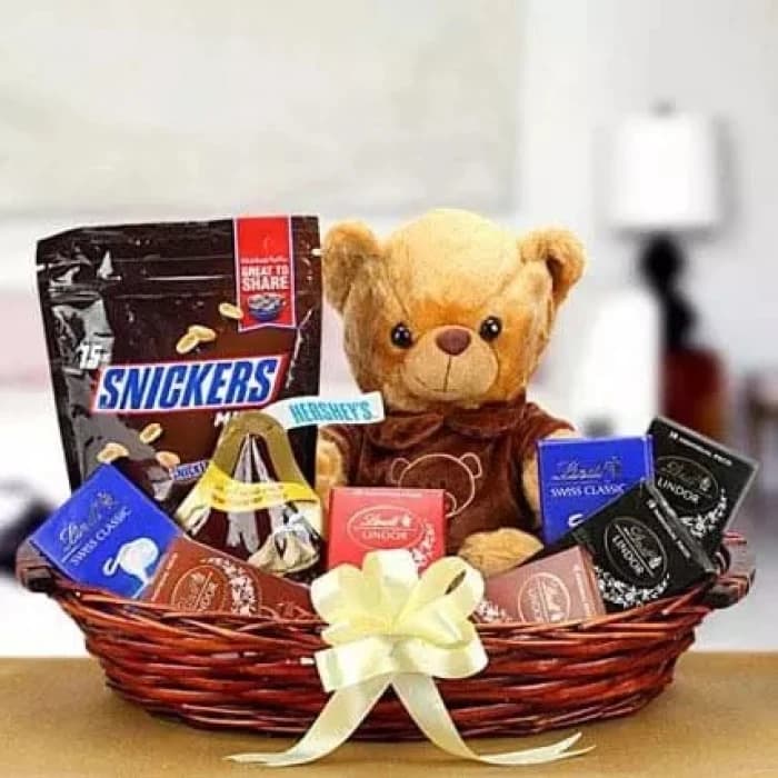 The Love Token Ultimate Chocolate & Teddy Gift Basket