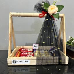Premium Wooden Chocolate Gift Basket thumbnail 1