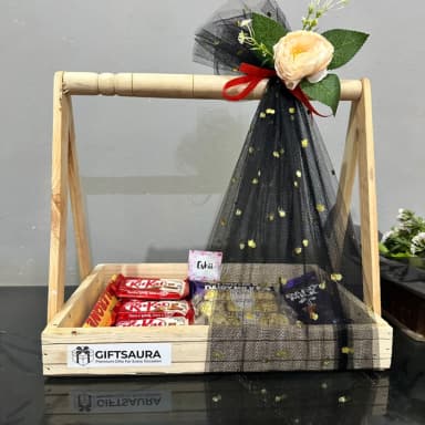 Premium Wooden Chocolate Gift Basket