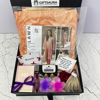 Charm & Elegance Gift Box Lawn Suit & Perfume for Her