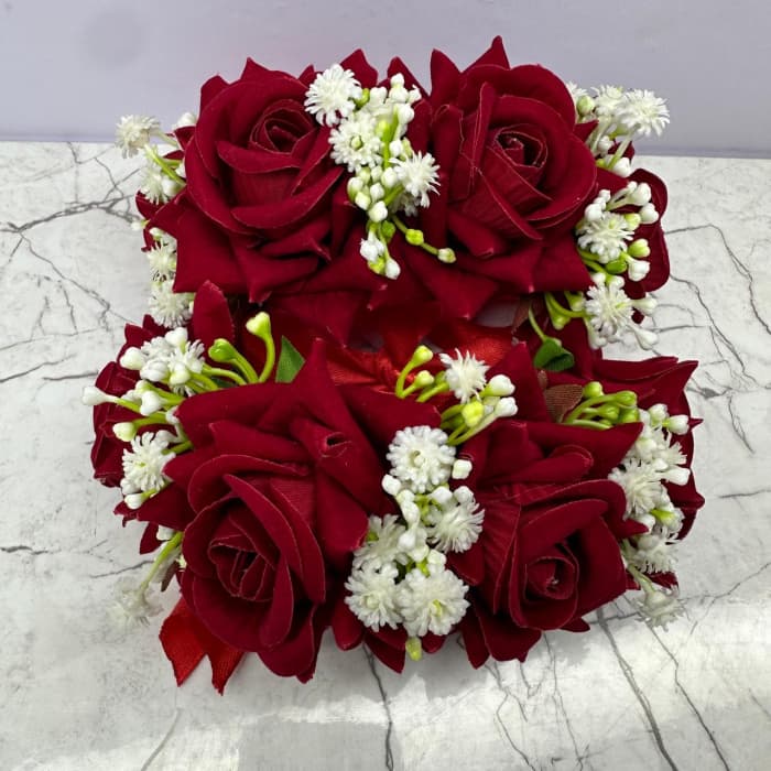 Red Artificial Flower Gajray | Red Rose & White Flower Gajra