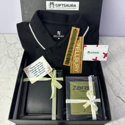 Men’s Gift Box with Polo Shirt, Wallet & Perfume | Gift Hamper thumbnail 1