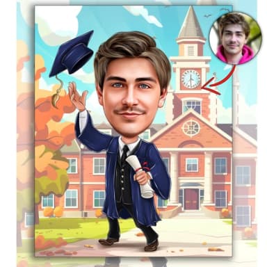 Custom Graduation Caricature from Photo Personalized Digital Portrait Custom Graduation Caricature from Photo Personalized Digital Portrait