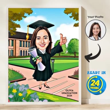 Personalized Female Graduation Cartoon – Custom Caricature Portrait Personalized Female Graduation Cartoon – Custom Caricature Portrait