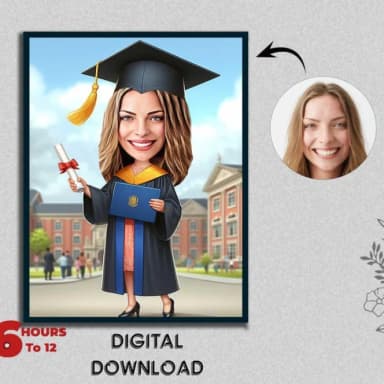 Custom Graduation Caricature – Personalized Diploma Portrait Digital Download Custom Graduation Caricature – Personalized Diploma Portrait Digital Download