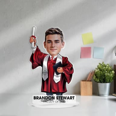 Custom Graduation Figurine Trinket Personalized Caricature Portrait on Acrylic Base Custom Graduation Figurine Trinket Personalized Caricature Portrait on Acrylic Base