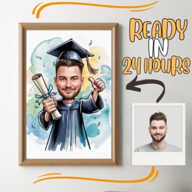 Custom Graduation Cartoon Portrait – Personalized Cap & Gown Digital Art Custom Graduation Cartoon Portrait – Personalized Cap & Gown Digital Art