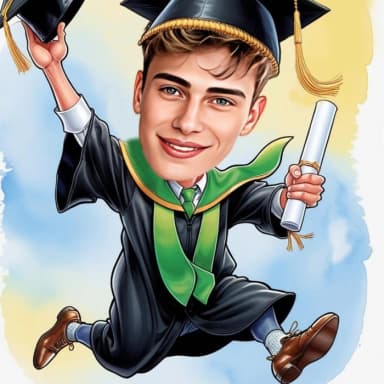 Personalized Male Graduation Caricature Custom Cartoon Portrait with Cap & Diploma Personalized Male Graduation Caricature Custom Cartoon Portrait with Cap & Diploma