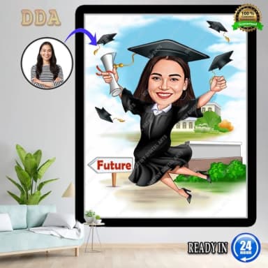 Custom Graduation Cartoon Portrait – Personalized Caricature from Photo Custom Graduation Cartoon Portrait – Personalized Caricature from Photo